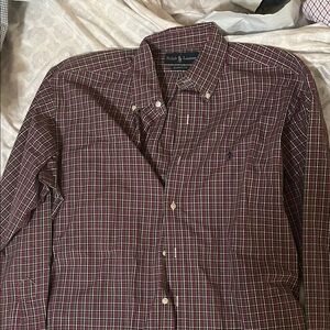 Ralph Lauren Men's Checkered Shirt - Burgundy and Green
